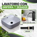 Combo Lavatorio +Griferia Agua Fria 20cm Caida Cascada Monocomando