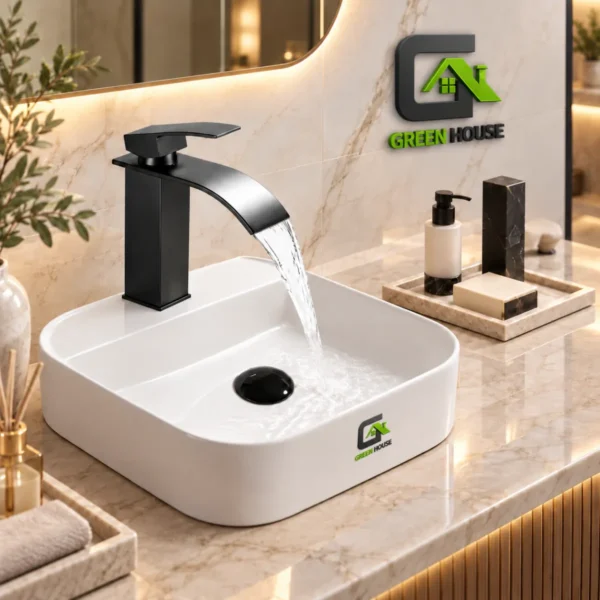 Combo Lavatorio +Griferia Agua Fria 20cm Caida Cascada Monocomando