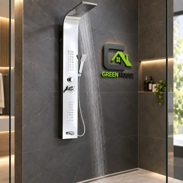 Columna De Ducha Satinado Hidromasaje Acero Inoxidable 1.50m