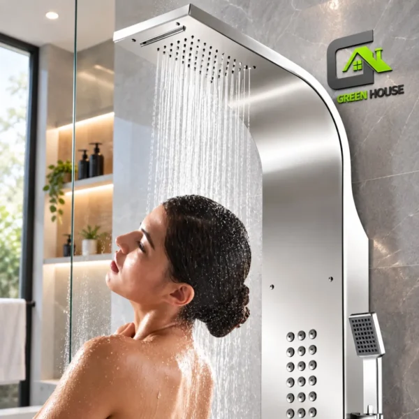 Columna De Ducha Satinado Hidromasaje Acero Inoxidable 1.50m