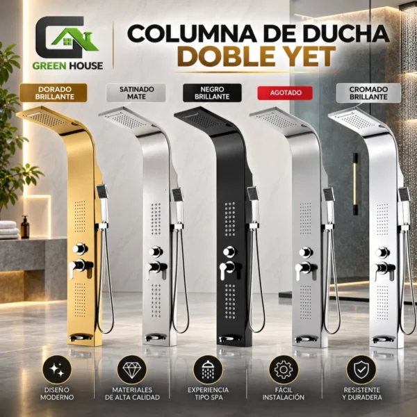 Columna De Ducha Satinado Hidromasaje Acero Inoxidable 1.50m