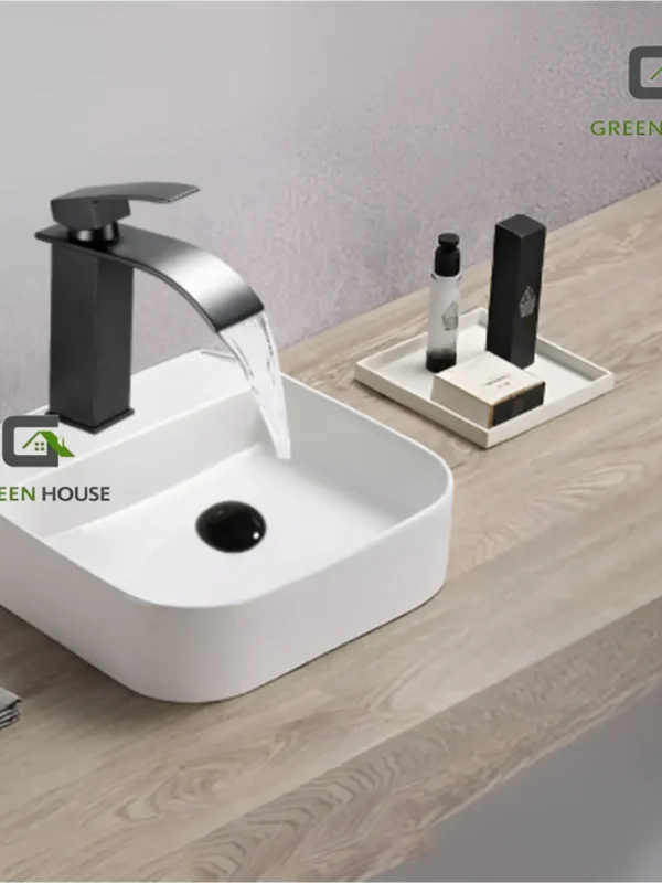 JUEGO BOWL + GRIFERIA ACERO INOXIDABLE NEGRO CASCADA AGUA FRIA 20CM