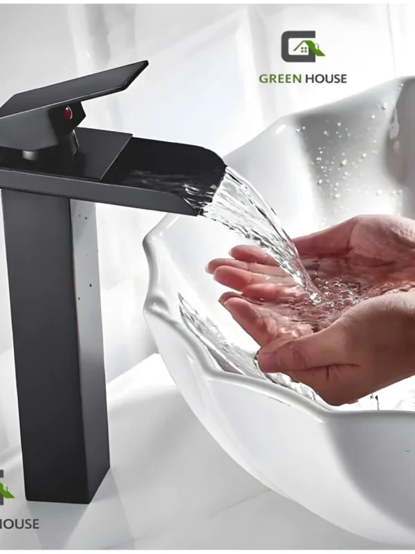 w=1500,h=1500,fit=pad (12) MEZCLADORA MONOCOMANDO DE LAVATORIO CAIDA CASCADA NEGRO MATE 30CM