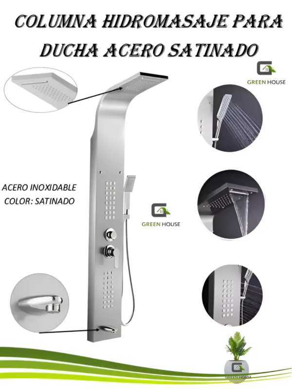 COLUMNA DE DUCHA HIDROMASAJE ACERO INOXIDABLE