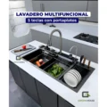 Lavadero Multifuncional Con Luces 5 teclas + Escurridor Acero  Inoxidable