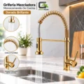 Griferia Mezcladora Monocomando De Cocina Dorado Brillante