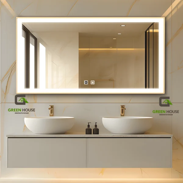 ESPEJO MOD: LUXOR LED ANTIEMPAÑO 60x80cm FILO DORADO