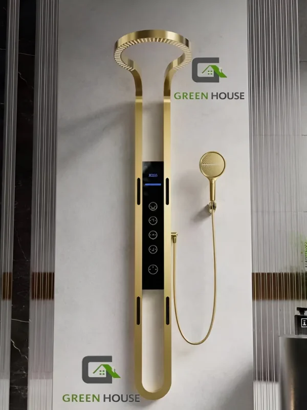 ELEGANTE DUCHA HIDROELECTRICA ACERO INOXIDABLE DORADO SATINADO