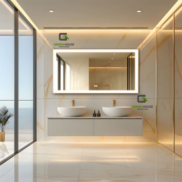 ESPEJO MOD: LUXOR LED ANTIEMPAÑO 60x80cm FILO DORADO