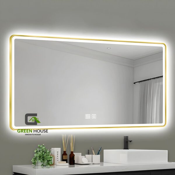 ESPEJO MOD: LUXOR LED ANTIEMPAÑO 60x80cm FILO DORADO