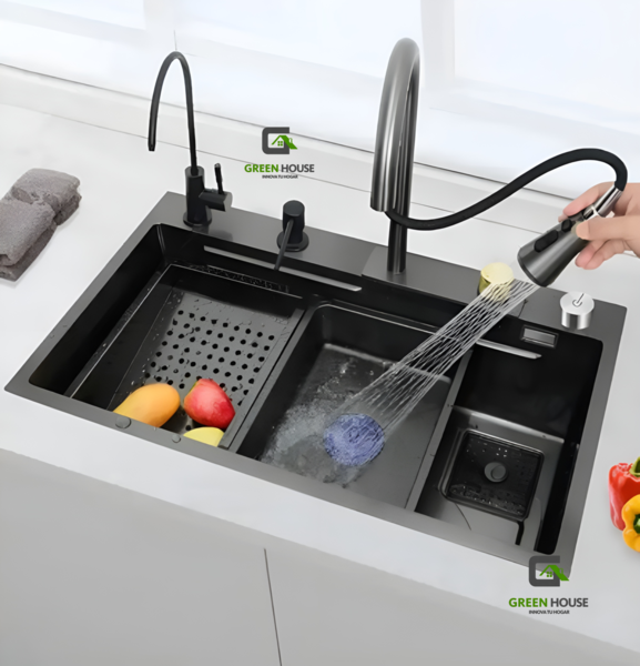 Lavadero Acero Inoxidable Multifuncional Con Escurridores Y Grifería