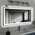 Espejo Marco Negro Led Mod. Milan 3 Tiempos Touch 60x80cm Antiempañado