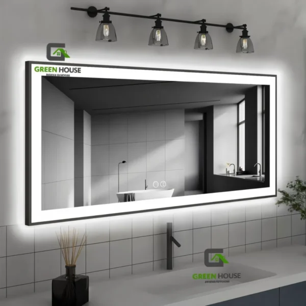 Espejo Marco Negro Led Mod. Milan 3 Tiempos Touch 60x80cm Antiempañado