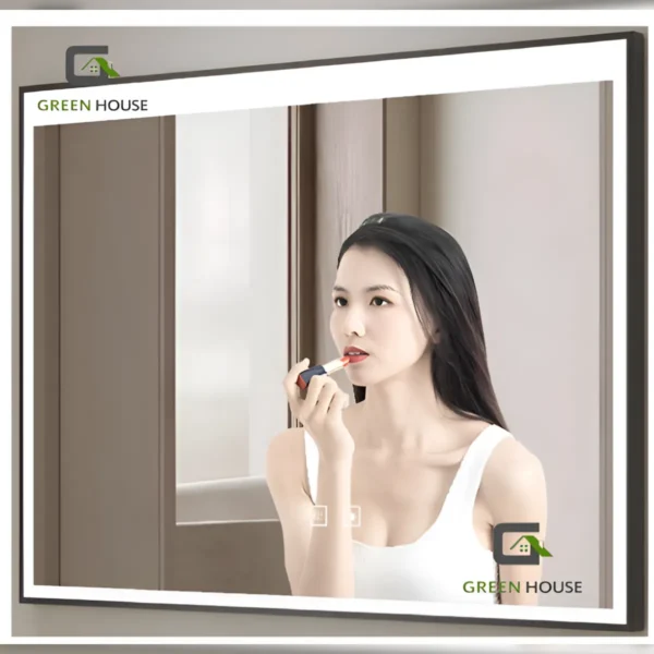 Espejo Marco Negro Led Mod. Milan 3 Tiempos Touch 60x80cm Antiempañado