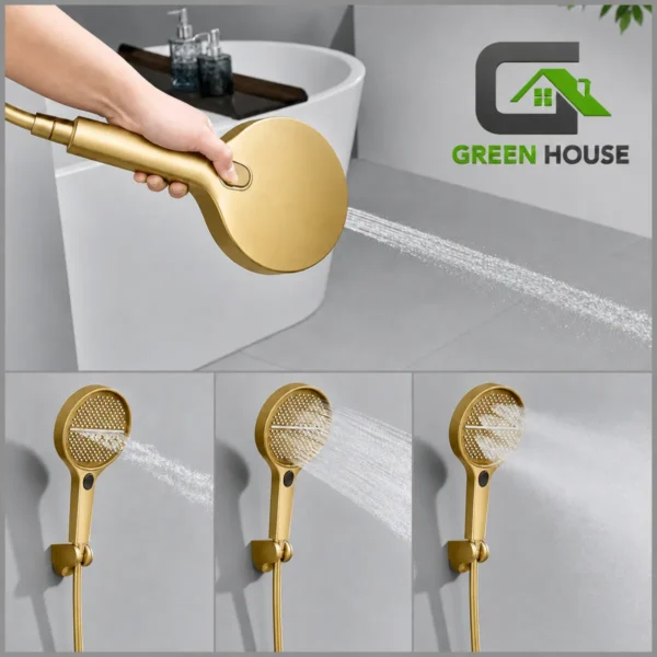 ELEGANTE DUCHA HIDROELECTRICA ACERO INOXIDABLE DORADO SATINADO