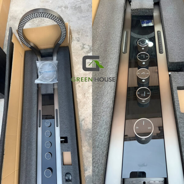 Elegante Columna De Ducha  Color Gris  Hidroelectrica  Acero Inoxidable