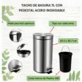 Tachos Acero Inoxidable 7Litros. Con Tapa Caida Lenta P/ Basura