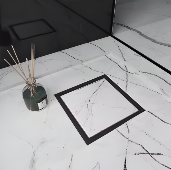 Sumidero 20x20CM Negro Acero Inoxidable Con Tapa Reversible