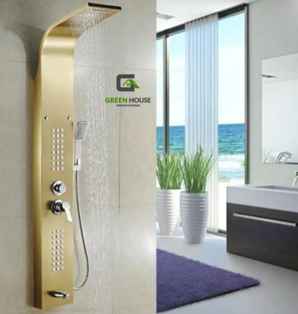 COLUMNA DE DUCHA HIDROMASAJE DORADO ACERO INOXIDABLE