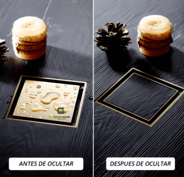 Sumidero Reversible 10x10cm Antiolor Acero Inoxidable Dorado Mate