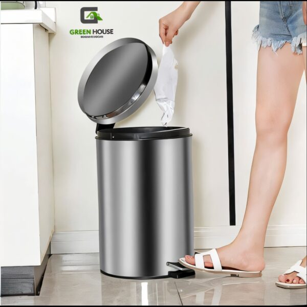 Tachos Acero Inoxidable 7Litros. Con Tapa Caida Lenta P/ Basura