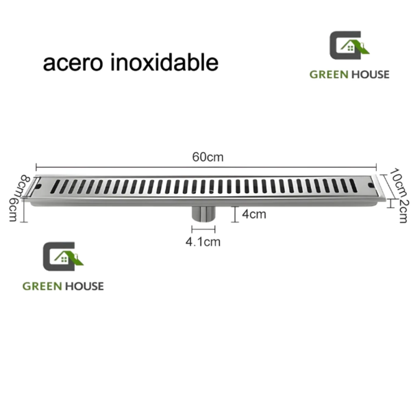 Sumidero Rejilla Brillante Acero Inoxidable 10x60cm