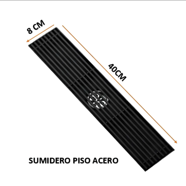 Sumidero Acero Sus 304 Rectangular 8x40cm Negro