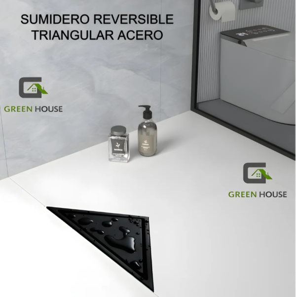 sumidero reversible triangular acero sus 304 de 20x20x28 cm negro