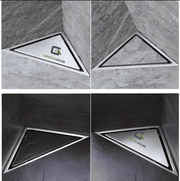 Sumidero Reversible Triangular Acero Sus 304 De 20x20x28cm Satinado