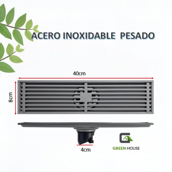 Sumidero Acero Inoxidable Sus 304 Pesado 8x40cm Satinado