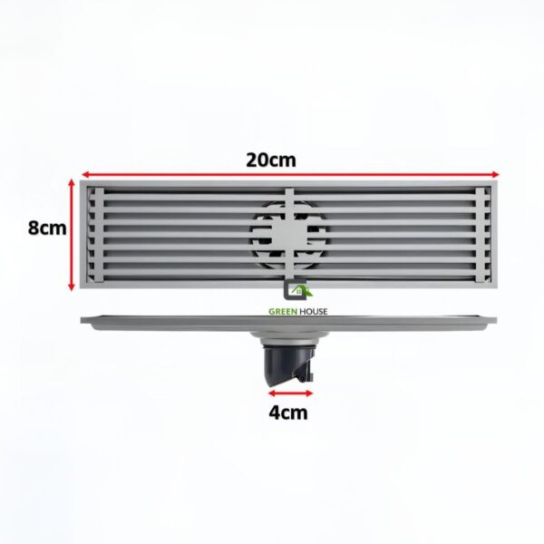Sumidero De Acero Sus 304 Rectangular 8x20cm Satinado