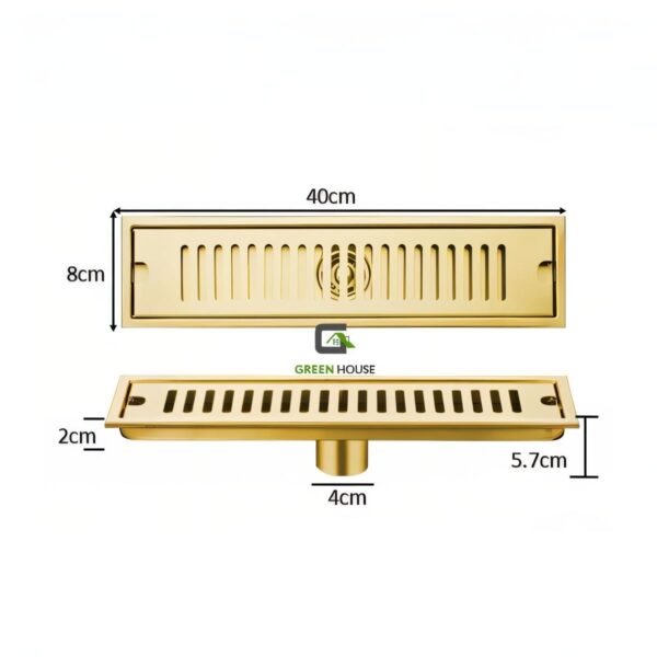 sumidero de acero sus 304 rectangular 8 x 40 cm dorado brillante