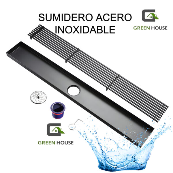 Sumidero Negro 8x80cm Acero Inoxidable Sus 304