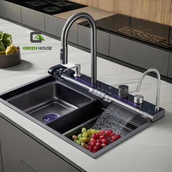 Lavadero Multifuncional Luxury Black 7 Teclas Con Luz Led Nano Black