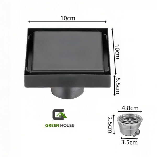 Sumidero Reversible Acero SUS 304 de 10x10cm Negro Mate