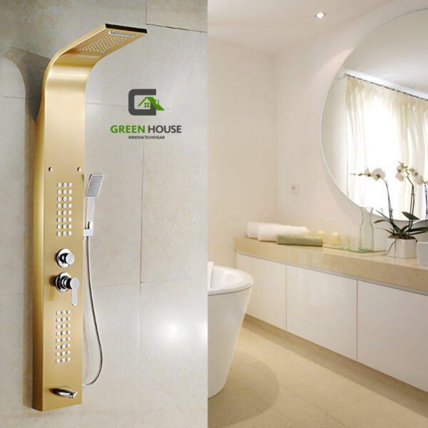 COLUMNA DE DUCHA HIDROMASAJE DORADO ACERO INOXIDABLE