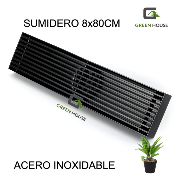 Sumidero Negro 8x80cm Acero Inoxidable Sus 304