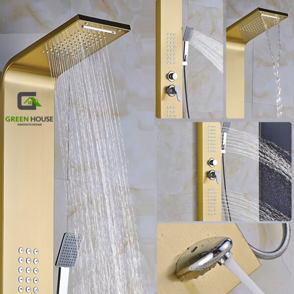 COLUMNA DE DUCHA HIDROMASAJE DORADO ACERO INOXIDABLE