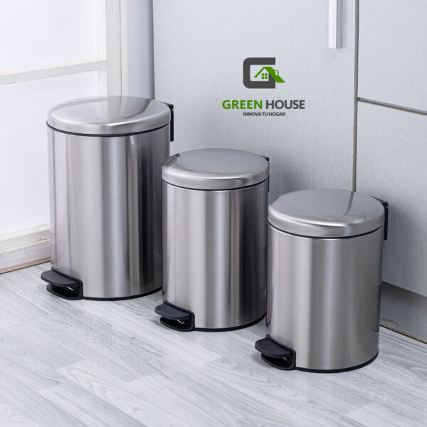 Tachos Acero Inoxidable 7Litros. Con Tapa Caida Lenta P/ Basura