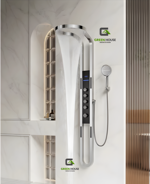 Elegante Columna De Ducha  Hidroelectrica Acero Inoxidable Cromado