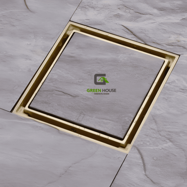 Sumidero Reversible 10x10cm Antiolor Acero Inoxidable Dorado Mate