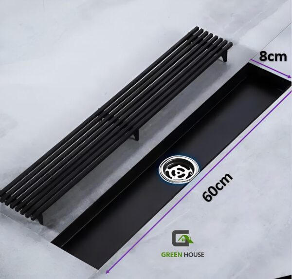 Sumidero de Acero Sus 304 Rectangular 8 x 60 cm Negro