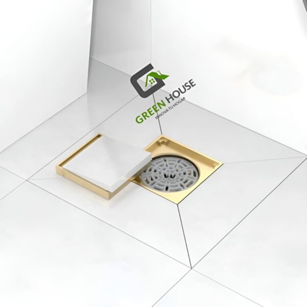 Sumidero Reversible 10x10cm Antiolor Acero Inoxidable Dorado Mate