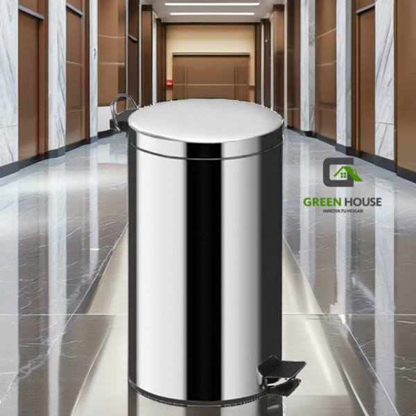 Tachos Acero Inoxidable 27L. Con Tapa Caida Lenta P/ Basura