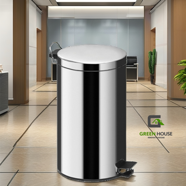 Tachos Acero Inoxidable 27L. Con Tapa Caida Lenta P/ Basura