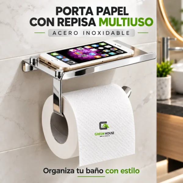 Porta Papel Higuienico Cromado Brillante Acero Inoxidable Multi-uso Sus 304