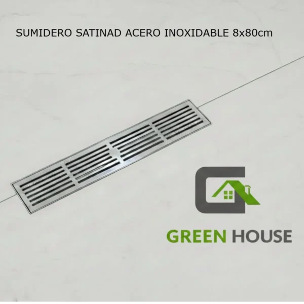 Sumidero Rejilla Con Diseño De Acero Inoxidable Rectangular 8x80cm Satinado