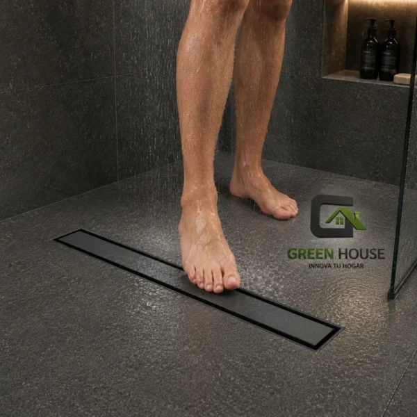 Sumidero Lineal Reversible Acero Inoxidable 8X30cm Negro