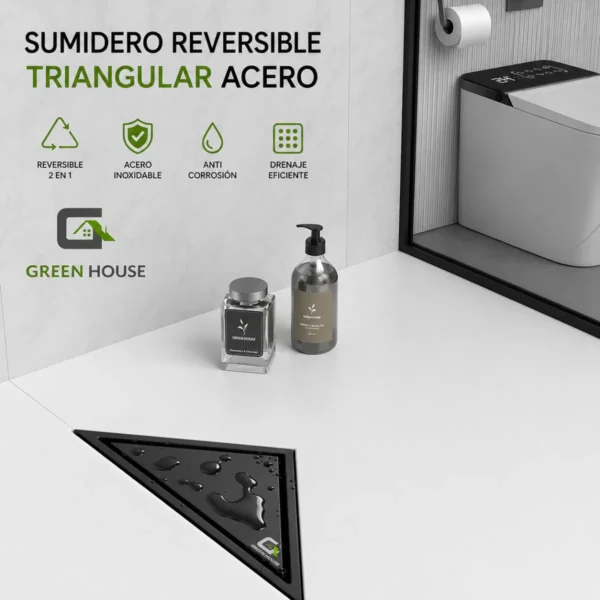 Sumidero Reversible Triangular Acero Sus 304 De 20x20x28 cm Negro