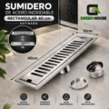 Sumidero De Acero Inoxidable Rectangular 10x40cm Cromado Brillante